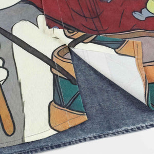 Corduroy & Denim Cartoon Patch Shirt - Unisex Oversized Street Style - 4inme