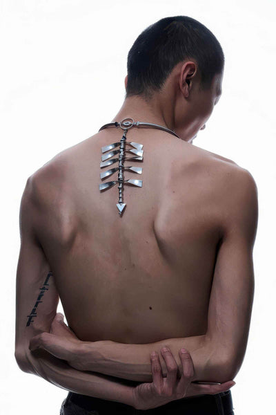 Cyberpunk Spine Design Necklace - Futuristic Sweater Chain - 4inme