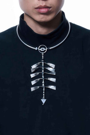 Cyberpunk Spine Design Necklace - Futuristic Sweater Chain - 4inme