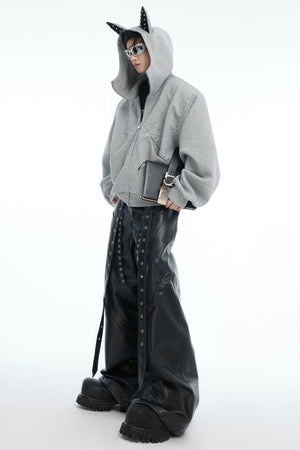 Doberman Dog Hooded Jacket with Rivet Accents - 4inme