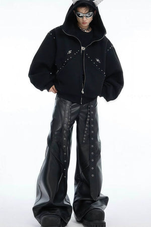 Doberman Dog Hooded Jacket with Rivet Accents - 4inme