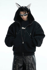 Doberman Dog Hooded Jacket with Rivet Accents - 4inme
