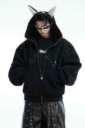Doberman Dog Hooded Jacket with Rivet Accents - 4inme