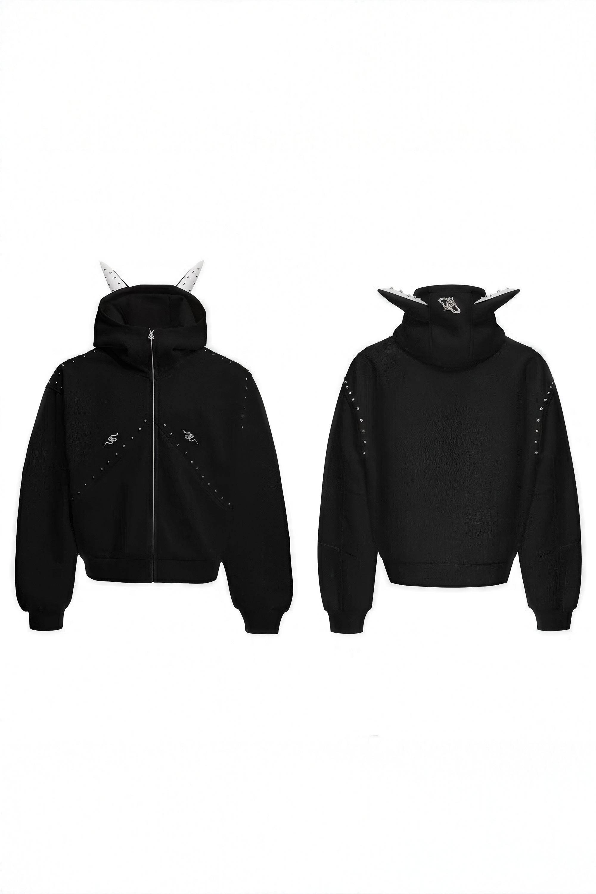Doberman Dog Hooded Jacket with Rivet Accents - 4inme