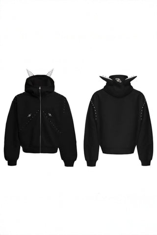 Doberman Dog Hooded Jacket with Rivet Accents - 4inme