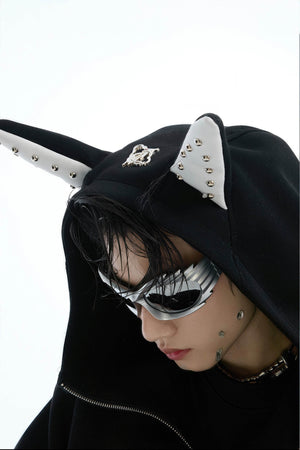 Doberman Dog Hooded Jacket with Rivet Accents - 4inme