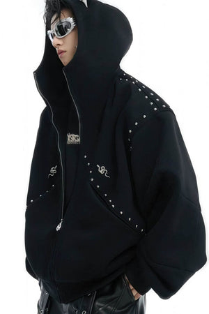 Doberman Dog Hooded Jacket with Rivet Accents - 4inme