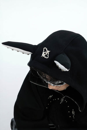 Doberman Dog Hooded Jacket with Rivet Accents - 4inme