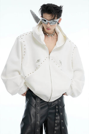 Doberman Dog Hooded Jacket with Rivet Accents - 4inme