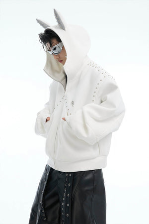 Doberman Dog Hooded Jacket with Rivet Accents - 4inme