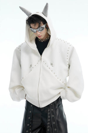 Doberman Dog Hooded Jacket with Rivet Accents - 4inme