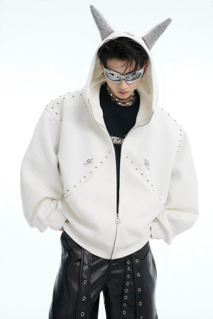 Doberman Dog Hooded Jacket with Rivet Accents - 4inme