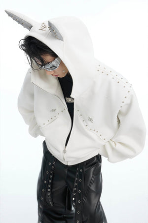 Doberman Dog Hooded Jacket with Rivet Accents - 4inme