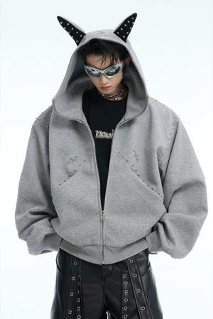 Doberman Dog Hooded Jacket with Rivet Accents - 4inme