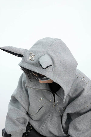 Doberman Dog Hooded Jacket with Rivet Accents - 4inme