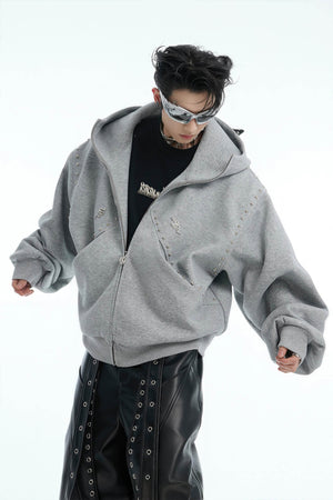 Doberman Dog Hooded Jacket with Rivet Accents - 4inme