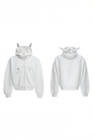 Doberman Dog Hooded Jacket with Rivet Accents - 4inme