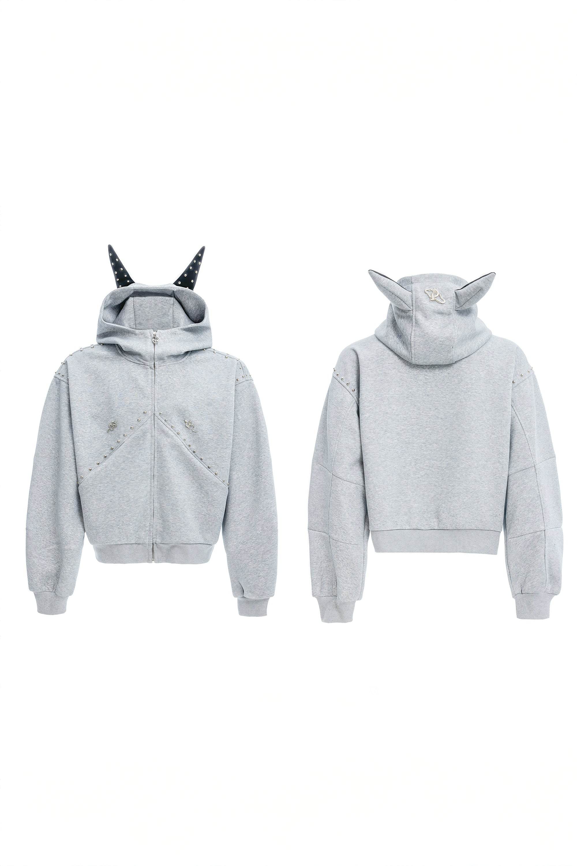 Doberman Dog Hooded Jacket with Rivet Accents - 4inme