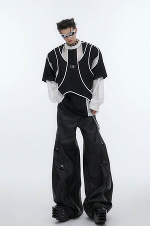 Deconstructed Split Hoodie - Heavyweight Metal Trim with Shoulder Pads - 4inme