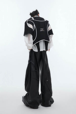 Deconstructed Split Hoodie - Heavyweight Metal Trim with Shoulder Pads - 4inme