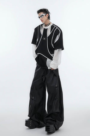 Deconstructed Split Hoodie - Heavyweight Metal Trim with Shoulder Pads - 4inme