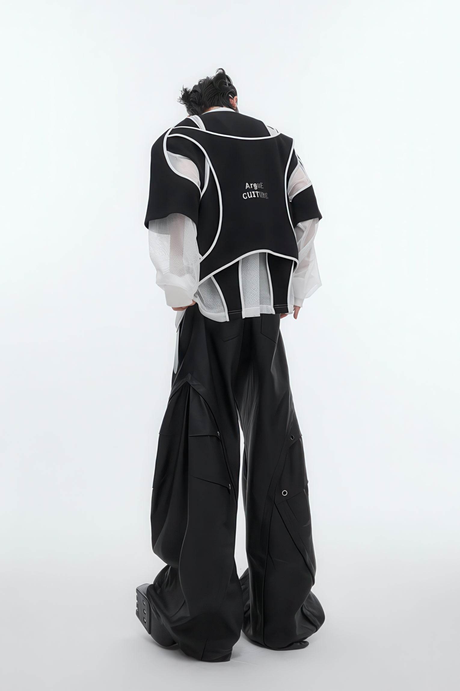 Deconstructed Split Hoodie - Heavyweight Metal Trim with Shoulder Pads - 4inme