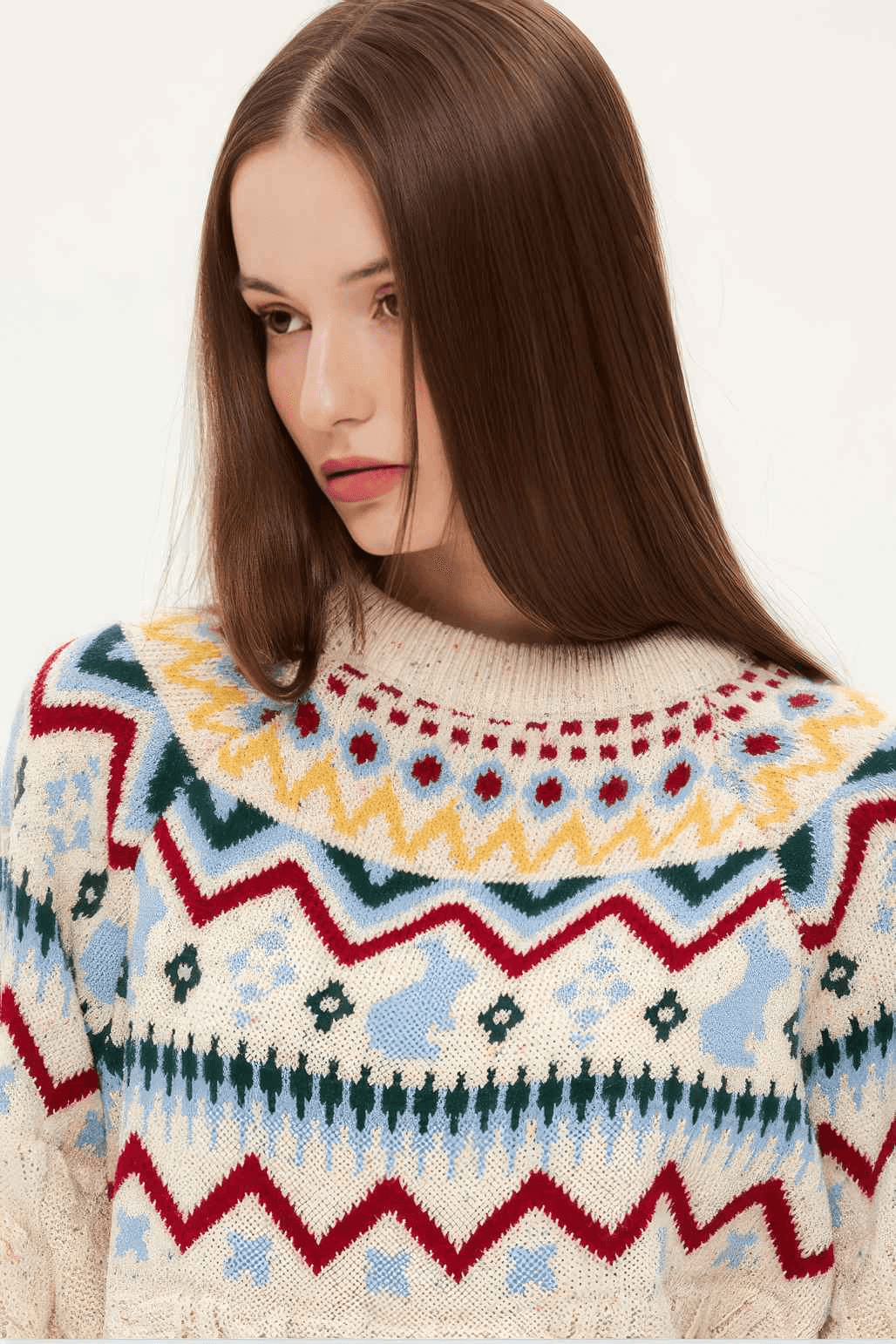 Fair Isle Red Holiday Knit Sweater - Cozy Oversized Pullover for Festive Vibes - 4inme