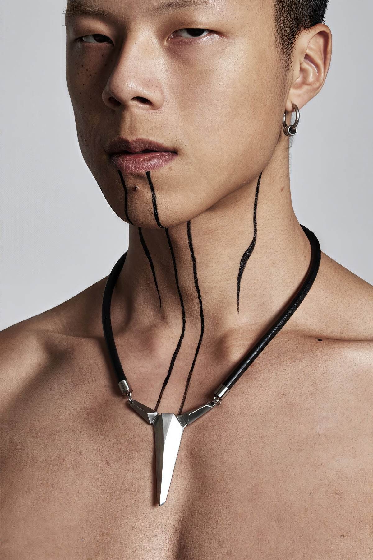 Geometric Zircon Pendant Necklace - Leather Cord Design - 4inme