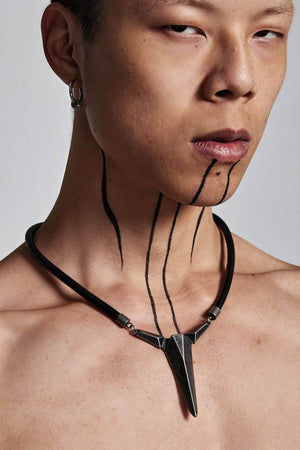 Geometric Zircon Pendant Necklace - Leather Cord Design - 4inme