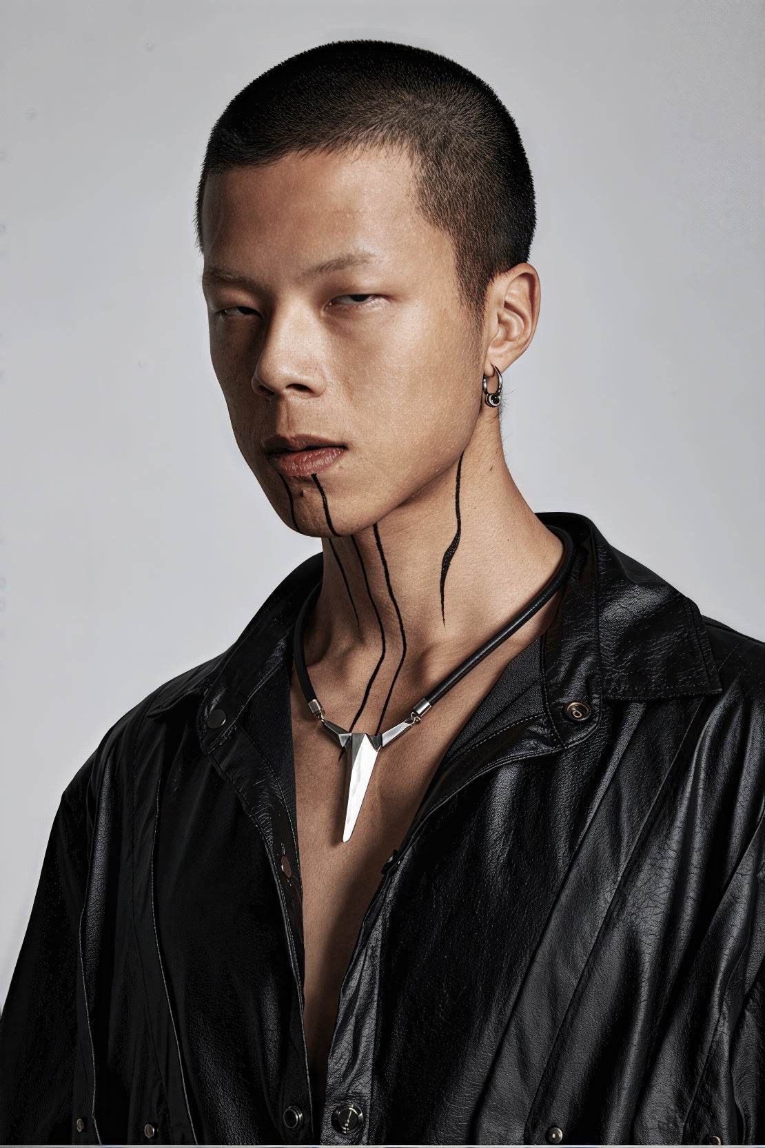 Geometric Zircon Pendant Necklace - Leather Cord Design - 4inme