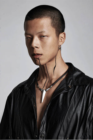 Geometric Zircon Pendant Necklace - Leather Cord Design - 4inme