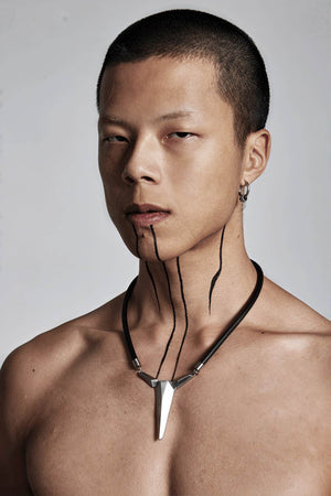 Geometric Zircon Pendant Necklace - Leather Cord Design - 4inme