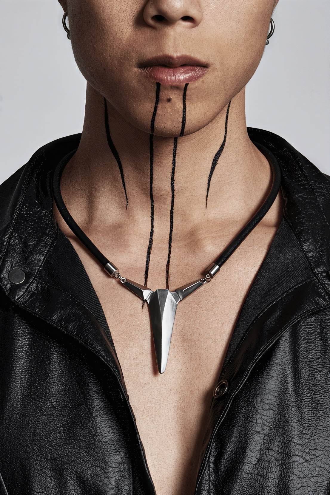 Geometric Zircon Pendant Necklace - Leather Cord Design - 4inme