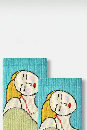 Unisex Graphic Crew Socks - Whimsical Print Cotton Mid-Calf Athletic Socks - 4inme