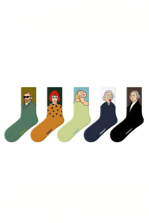 Unisex Graphic Crew Socks - Whimsical Print Cotton Mid-Calf Athletic Socks - 4inme