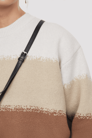 Heavy Knit Colorblock Sweater - 4inme