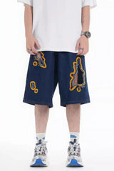 Flame Burnout Distressed Denim Shorts – Bold, Streetwear-Inspired Design - 4inme