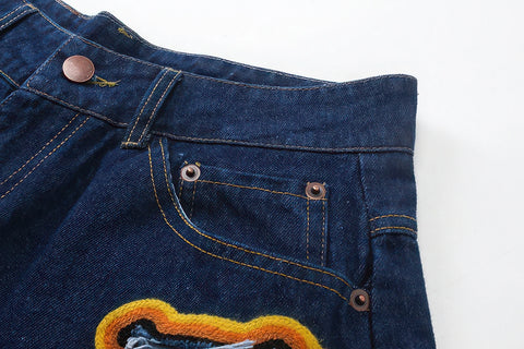 Flame Burnout Distressed Denim Shorts – Rohkea, katutyyliin inspiroitu suunnittelu