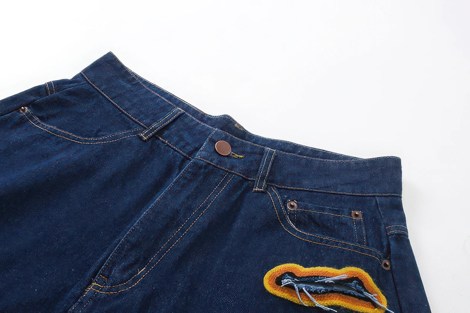 Flame Burnout Distressed Denim Shorts – Bold, Streetwear-Inspired Design - 4inme