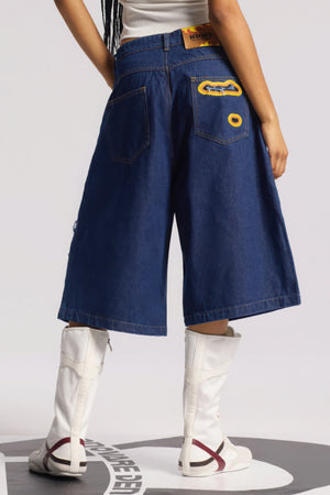 Flame Burnout Distressed Denim Shorts – Bold, Streetwear-Inspired Design - 4inme