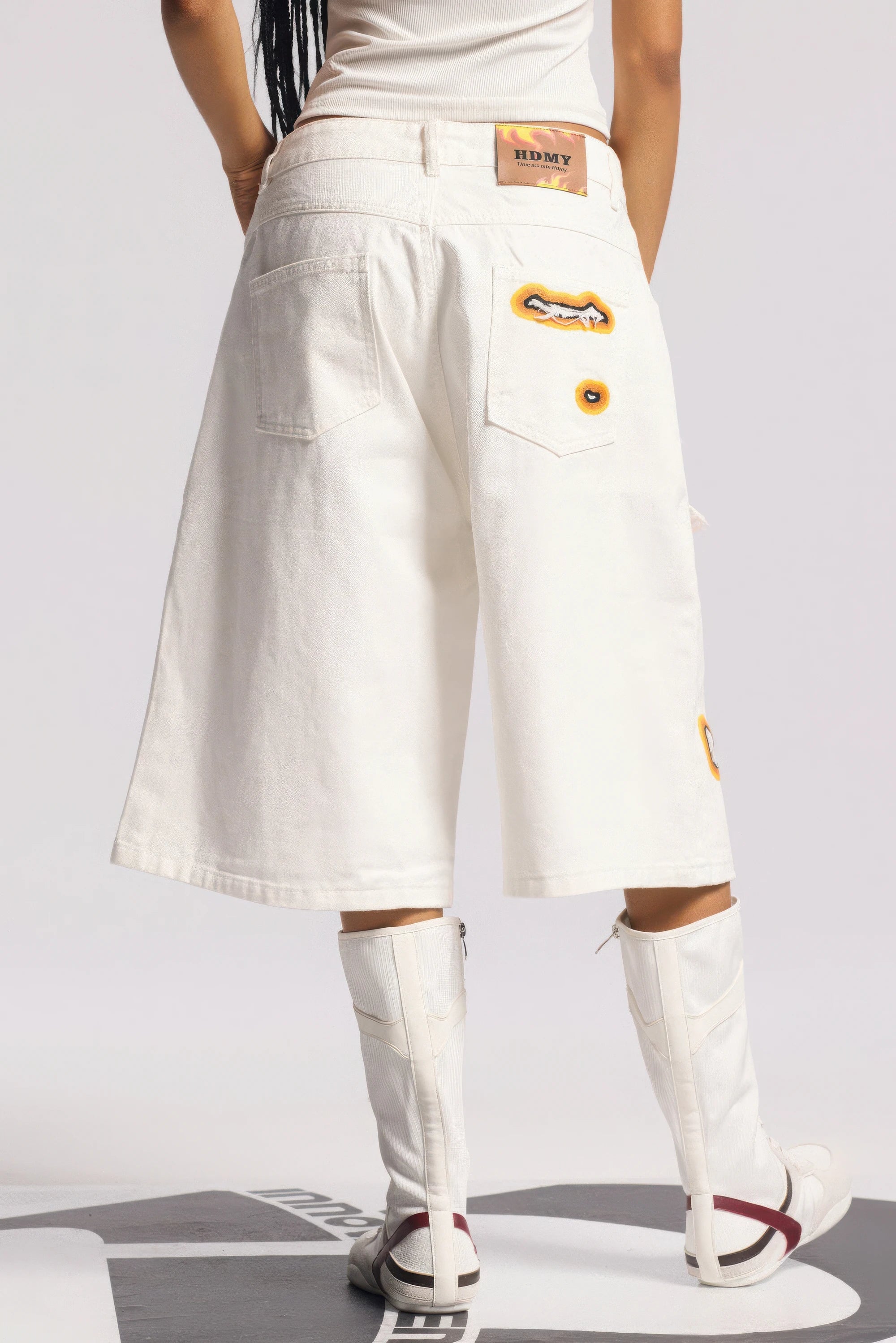 Flame Burnout Distressed Denim Shorts – Bold, Streetwear-Inspired Design - 4inme