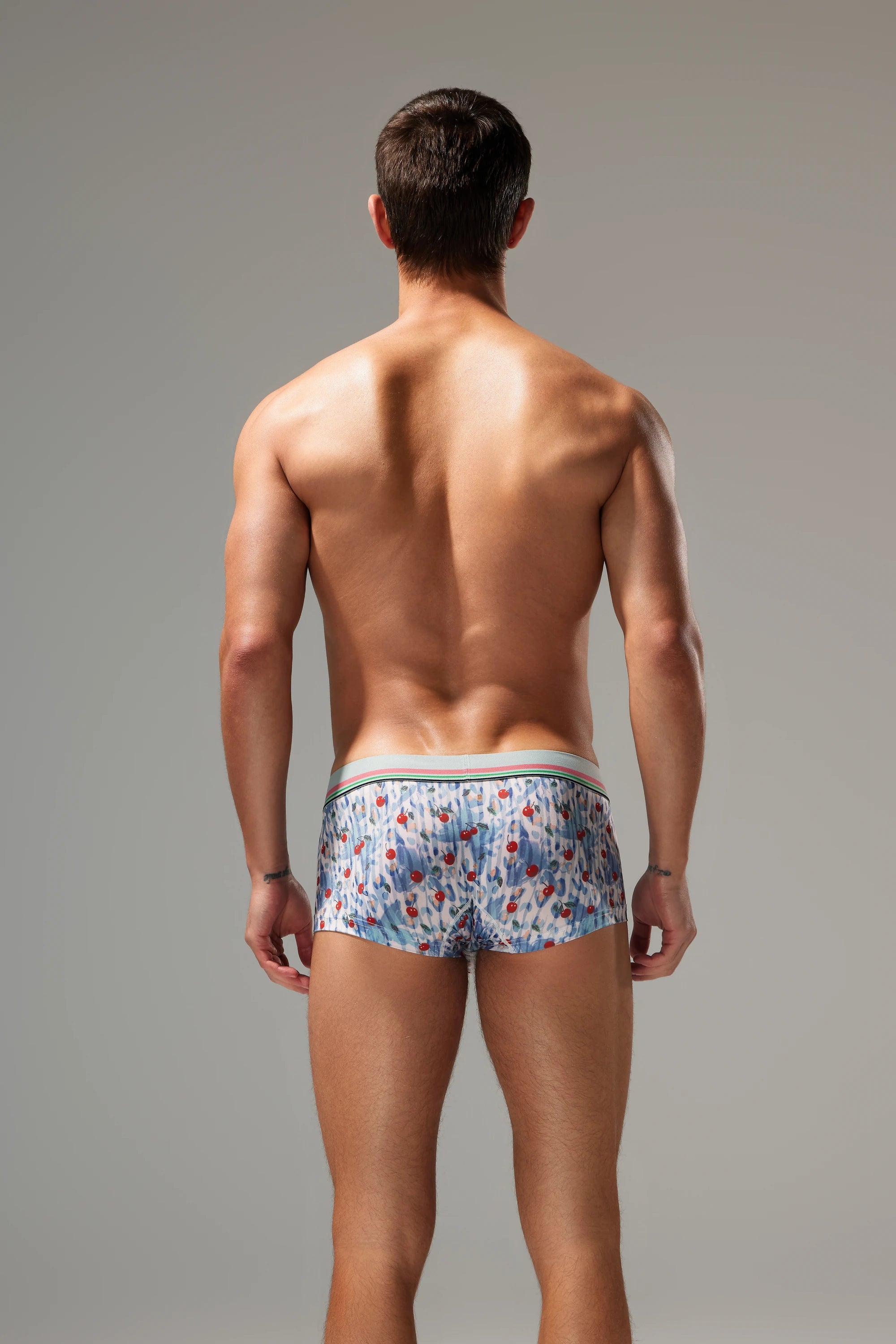 Men’s Cherry Oil Painting Print Boxer Shorts – Soft, Quick-Dry & Breathable - 4inme