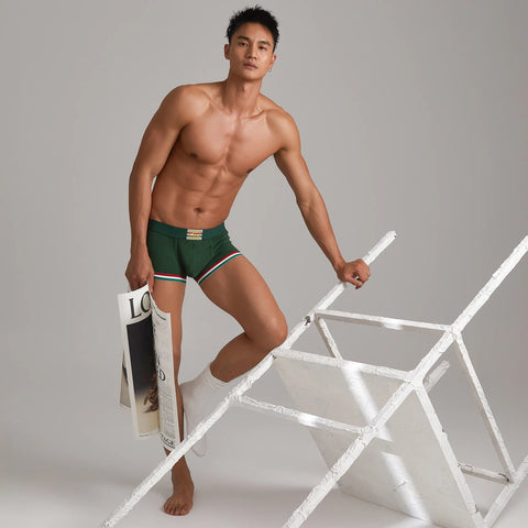 Men’s Cotton Boxer Briefs  3-Pack – Solid Color Streetwear Style