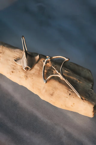 Artisan Manta Ray Dangle Earrings – Unique Ocean Series Design
