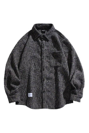 Loose Fit Wool Shirt Jacket for Men – Japanese Retro Style - 4inme