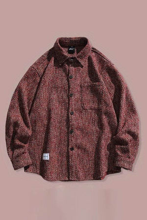 Loose Fit Wool Shirt Jacket for Men – Japanese Retro Style - 4inme