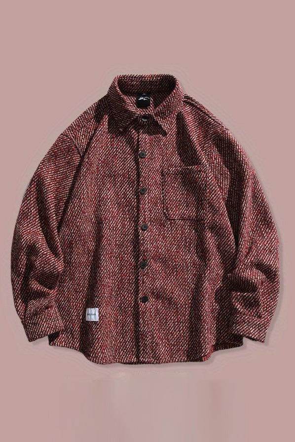 Loose Fit Wool Shirt Jacket for Men – Japanese Retro Style - 4inme