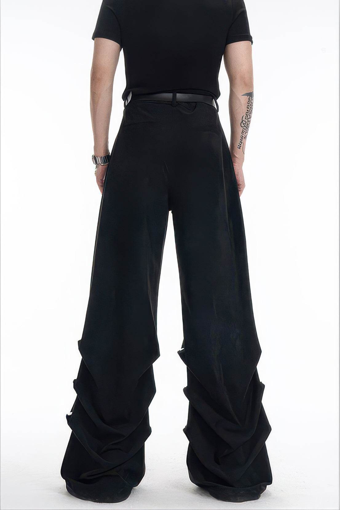 Men's Black Suede Short Jacket - Spring Crinkle Sleeve Coat - 4inme