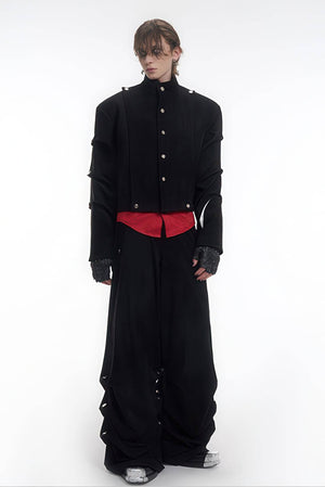 Men's Black Suede Short Jacket - Spring Crinkle Sleeve Coat - 4inme