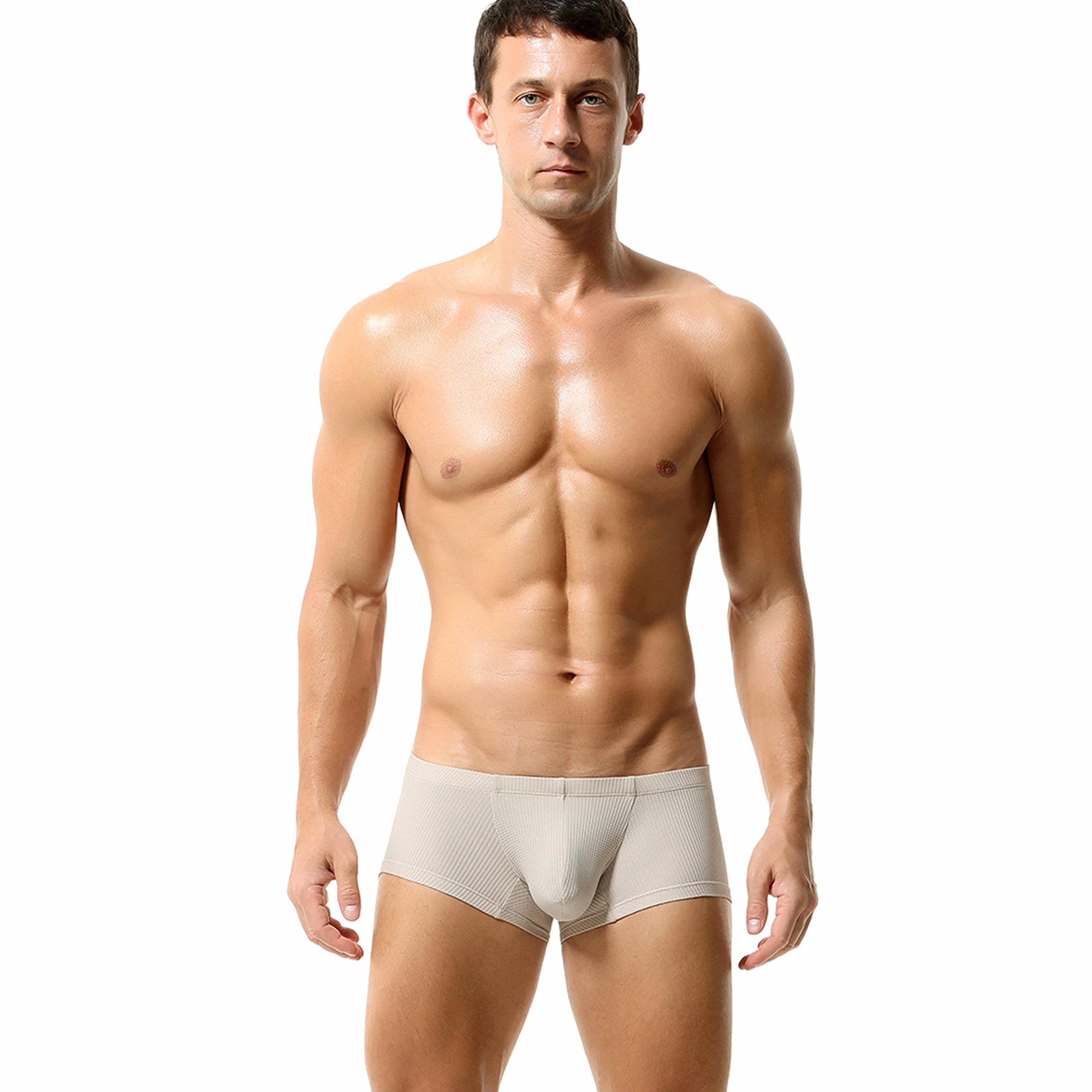 Men’s Breathable Solid Color Boxer Briefs - 4inme